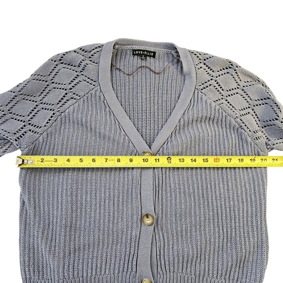 Love Ellie Women's McKenzie Cable Knit Carnigan Sweater Size M Periwinkle - Picture 7 of 7